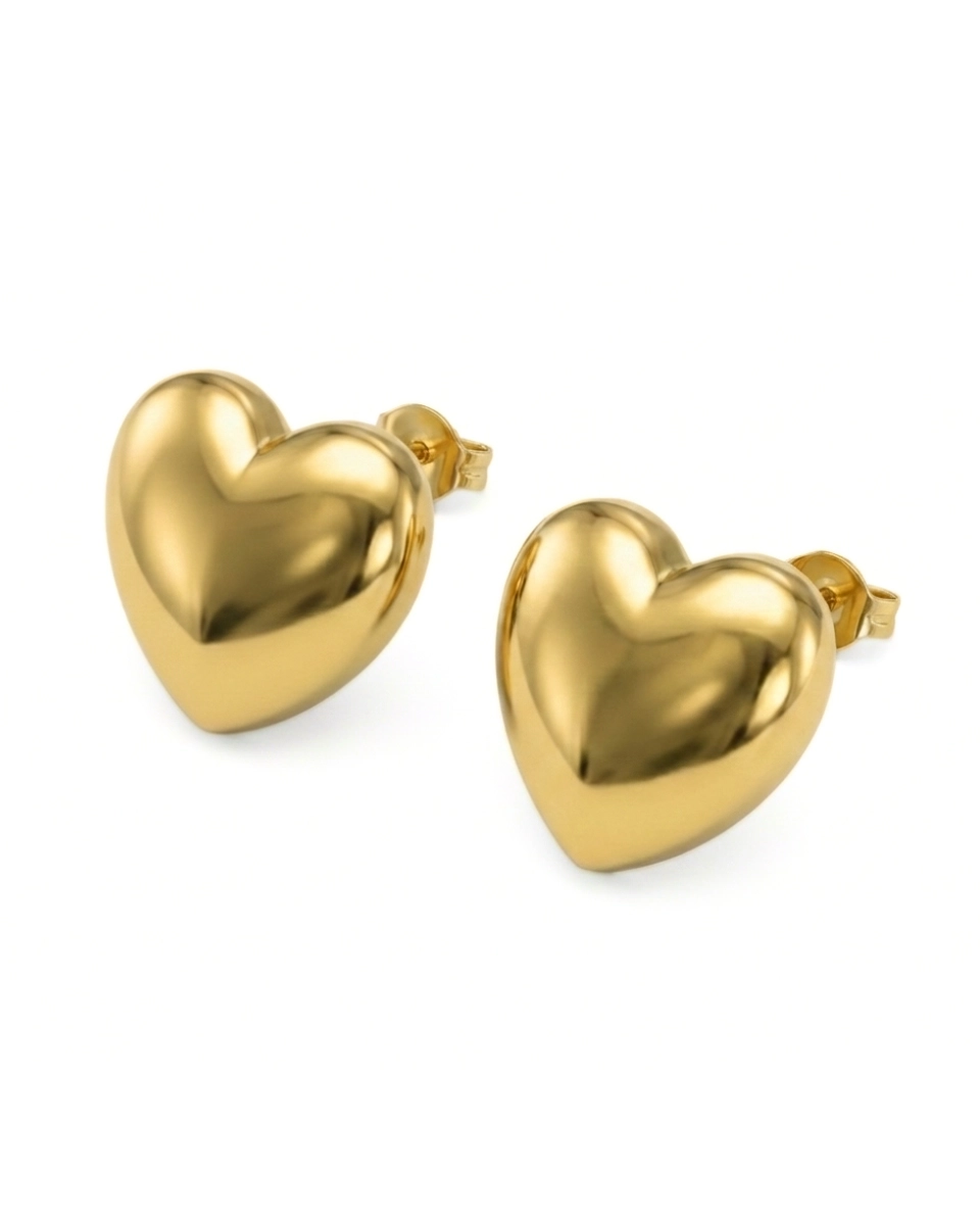 Kolczyki duże serca Caress Gold