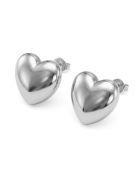 Kolczyki duże serca Caress Silver