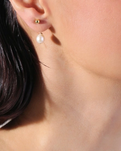 Kolczyki z perłą Petite Pearl Silver