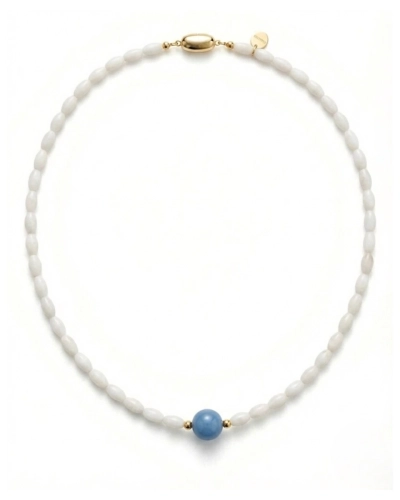 Naszyjnik biały koral i naturalny angelit  Bean Gold