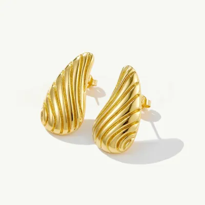 Kolczyki łezki grawerowane Marella Gold