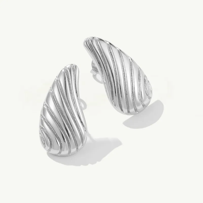 Kolczyki srebrne łezki grawerowane Marella Silver