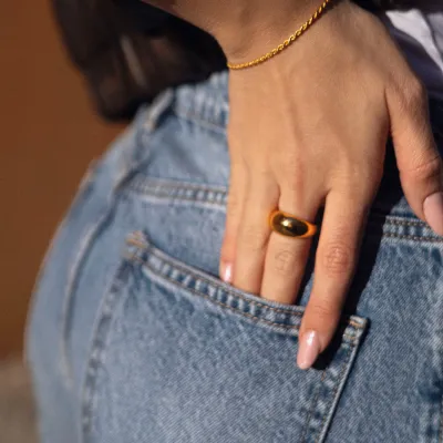 Pierścionek pozłacany pompowany Pumped Gold srebro pozłacane