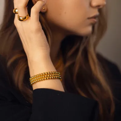 Bransoletka z kulek srebro pozłacane 18 k złotem Bally Gold