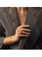 Pierścionek sygnet srebro pozłacane z cyrkonią Signet Square Gold