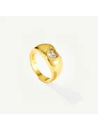 Sygnet pierścionek pozłacany z cyrkonią Signet Heart Gold