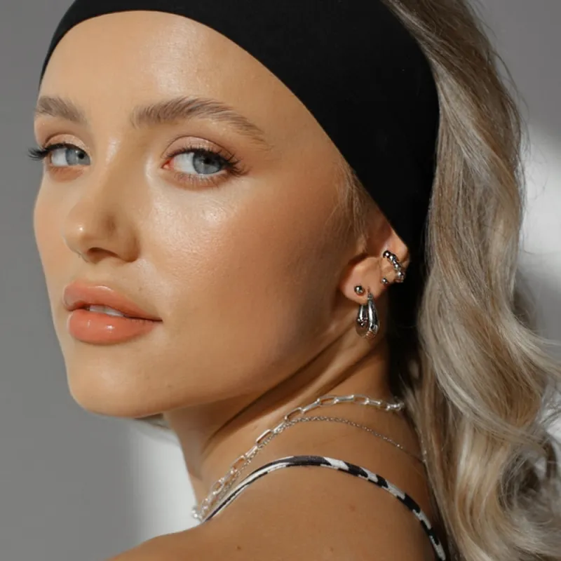 Nausznica srebrna z kulkami Beads Silver