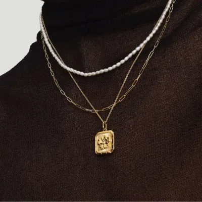 Naszyjnik medalion pozłacany zdobiony Sunflower Gold