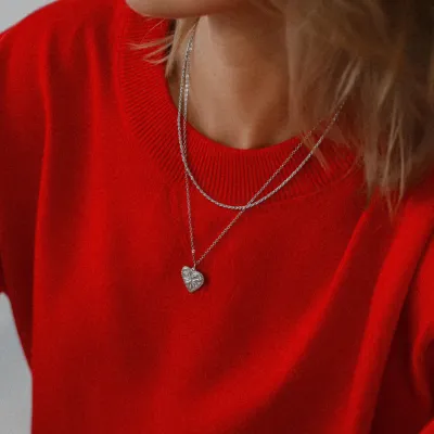 Naszyjnik srebrny medalion w kształcie serca Lucy Silver