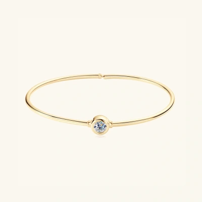 Sztywna bransoletka bangle srebrna pozłacana z Moissanitem