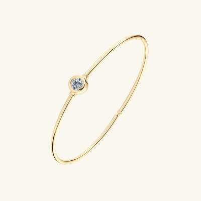 Sztywna bransoletka bangle srebrna pozłacana z Moissanitem