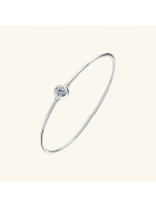 Sztywna bransoletka bangle srebrna z Moissanitem pozłacana białym złotem