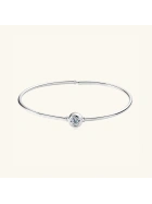 Sztywna bransoletka bangle srebrna z Moissanitem pozłacana białym złotem