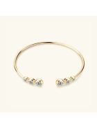 Sztywna bransoletka bangle srebrna pozłacana z Moissanitem