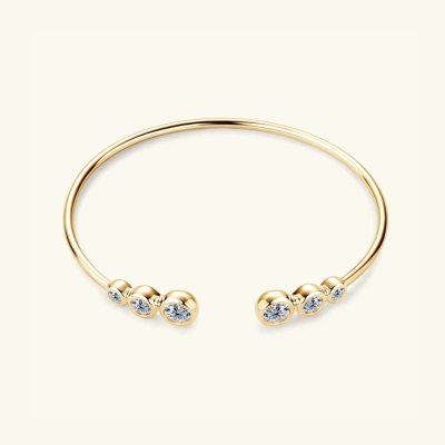 Sztywna bransoletka bangle srebrna pozłacana z Moissanitem