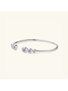 Sztywna bransoletka bangle srebrna pozłacana z Moissanitem pozłacana białym złotem