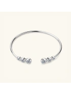 Sztywna bransoletka bangle srebrna pozłacana z Moissanitem pozłacana białym złotem