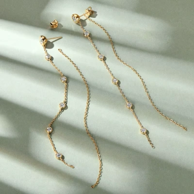 Kolczyki srebrne pozłacane z moissanitami GRA Snobistiq