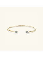 Sztywna bransoletka bangle srebrna pozłacana z Moissanitami