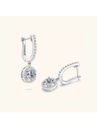 Kolczyki srebrne z moissanitem, białe złoto, wiszące | Snobistiq