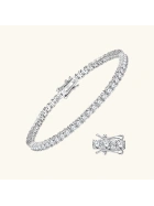 Bransoletka srebrna tenisowa z Moissanitami pozłacana białym złotem