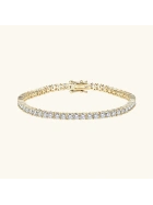 Bransoletka srebrna pozłacana tenisowa z Moissanitami