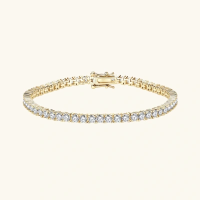 Bransoletka srebrna pozłacana tenisowa z Moissanitami