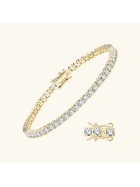 Bransoletka srebrna pozłacana tenisowa z Moissanitami