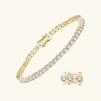 Bransoletka srebrna pozłacana tenisowa z Moissanitami