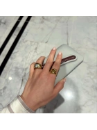 Pierścionek sygnet srebro pozłacane z cyrkonią Signet Square Gold