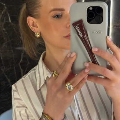 Nausznica z kulkami Beads Gold