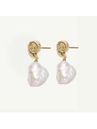 Pozłacane kolczyki z perłą Helix Pearl Gold, srebro 925 pozłacane