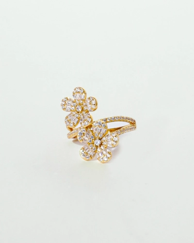 Pierścionek srebrny pozłacany 18 karatowym złotem z cyrkoniami Lea Gold