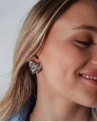 Kolczyki wkrętki srebrne 925 – duże serca kolczyki | Snobistiq