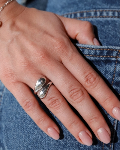 Pierścionek srebrny regulowany Bliss Silver, regulacja | Snobistiq