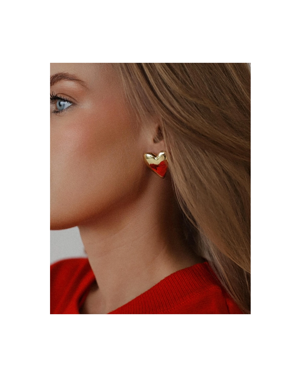 Kolczyki duże serca – pozłacane wkręty z sercem | Snobistiq