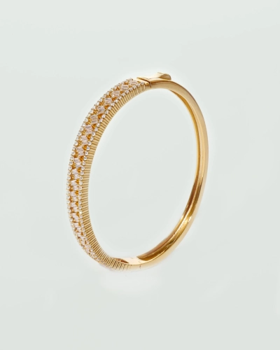 Bransoletka pozłacana sztywna z cyrkoniami Crown Gold