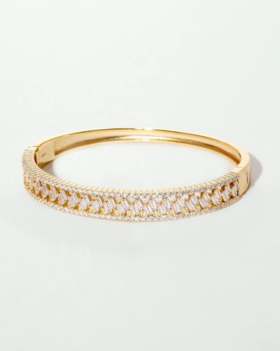 Bransoletka pozłacana sztywna z cyrkoniami Crown Gold