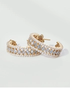 Kolczyki srebrne z cyrkoniami pozłacane Crown Gold