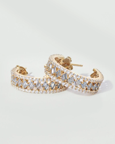 Kolczyki srebrne z cyrkoniami pozłacane Crown Gold