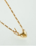 Naszyjnik serduszko srebrny pozłacany splot figaro zapięcie toogle Love Gold 40 cm