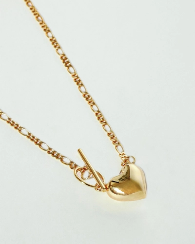 Naszyjnik serduszko srebrny pozłacany splot figaro zapięcie toogle Love Gold 40 cm