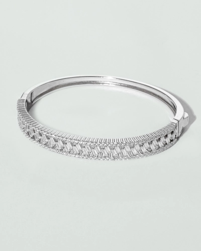 Bransoletka srebrna sztywna z cyrkoniami Crown Silver