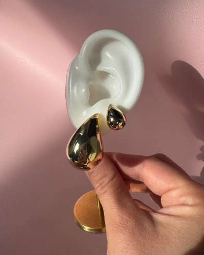 Kolczyki srebrne łezki Tear Mini Gold