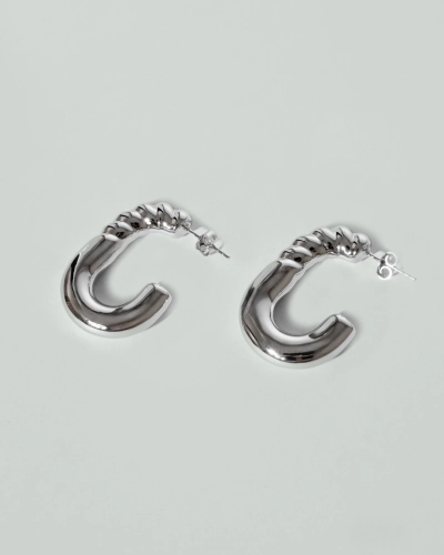 Kolczyki srebrne pompowane Twist Silver