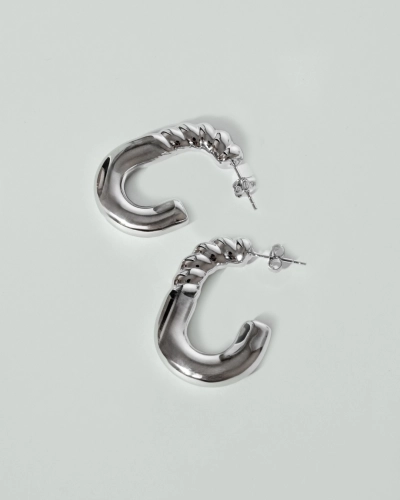 Kolczyki srebrne pompowane Twist Silver