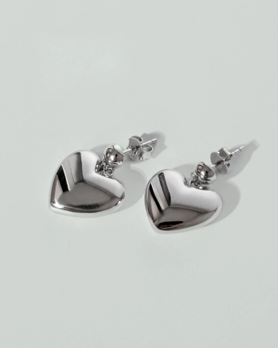 Kolczyki srebrne serca Cherish Silver