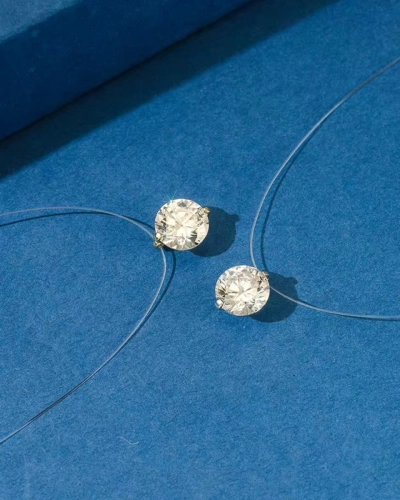 Naszyjnik srebrny z cyrkonią Invisible Oval Gold