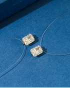 Naszyjnik srebrny z cyrkonią Invisible Square Gold