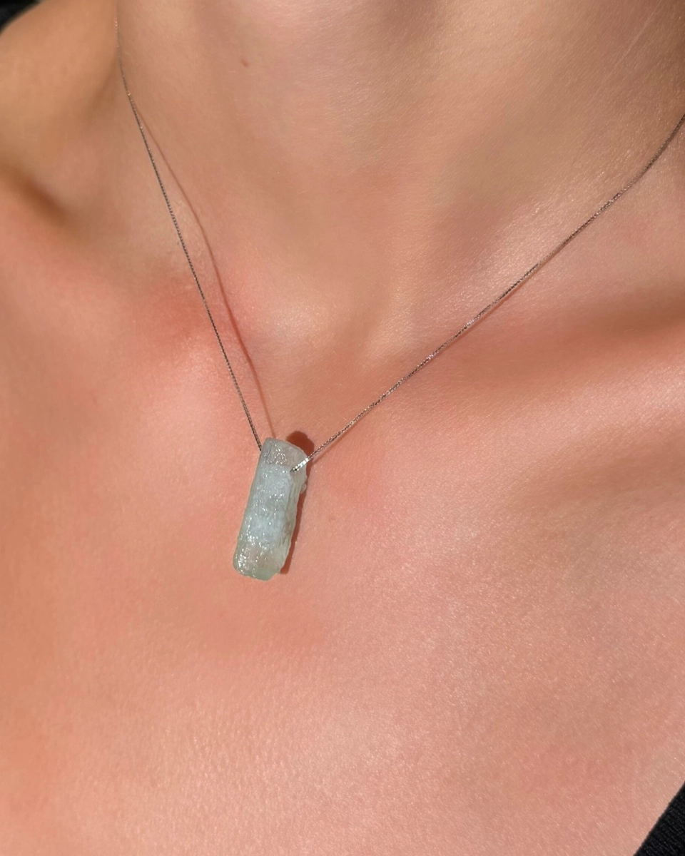 Naszyjnik z akwamarynem regulowany srebrny Mare Silver